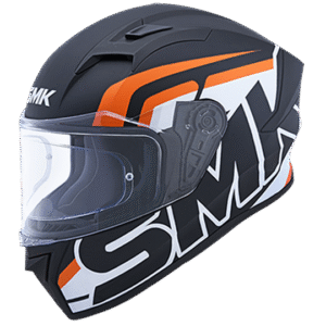 SMK STELLAR STAGE MOTORCYCLE HELMET (MA217) - MATT BLACK WHITE/ORANGE