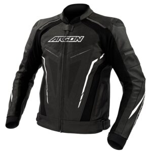 ARGON DESCENT PERFORATED MOTORCYCLE JACKET - BLACK/WHITE
