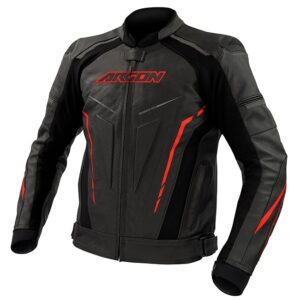 ARGON DESCENT NON PERFORATED MOTORCYCLE JACKET - BLACK/RED