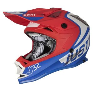 JUST1 J32 YOUTH VERTIGO BLUE WHITE RED MATT HELMET