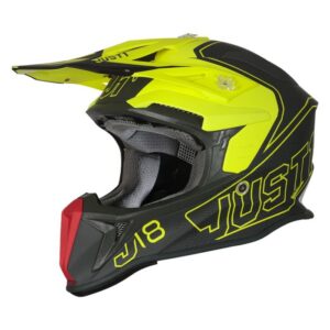 JUST1 J32 YOUTH VERTIGO GREY RED FLURO YELLOW MATT HELMET