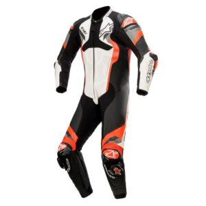 ALPINESTARS ATEM V4 LEATHER 1PC SUIT - 58, WHITE/BLACK/FLURO RED
