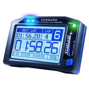 CORSARA GPS+GLONASS PROFESSIONAL LAP TIMER WITH WIRELESS SENSOR EXPANSIONS AND MONOCHROMATIC TRANSFLECTIVE DISPLAY WITH TOUCH SCREEN
