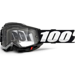 100% ACCURI2 ENDURO MOTO GOGGLE BLACK CLEAR LENS