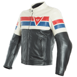 Dainese 8-Track Black/Ice/Red Leather Jacket