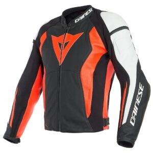 Dainese Nexus Black/Fluro Red/White Leather Jacket